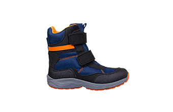Blue,And,Orange,Kids,Boots.,Isolated,On,White,Background.